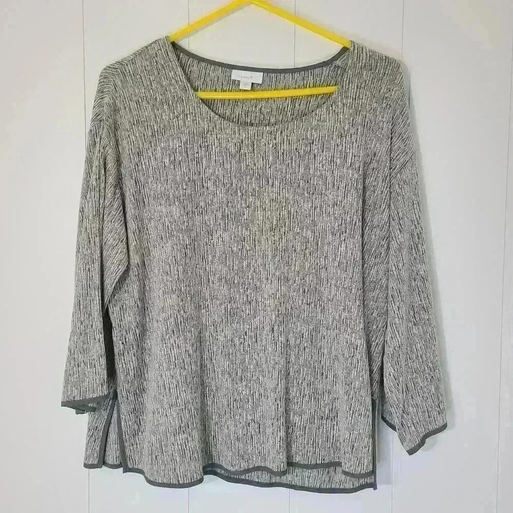 J Jill Shirt | Purejill Gray loungewear top contrast trim Casual Size S